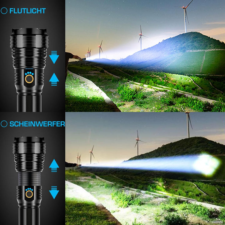 Glarylight Taschenlampe LED Aufladbar 500000 Lumen, LED Taschenlampe Extrem Hell XHP70.2 Taschenlamp