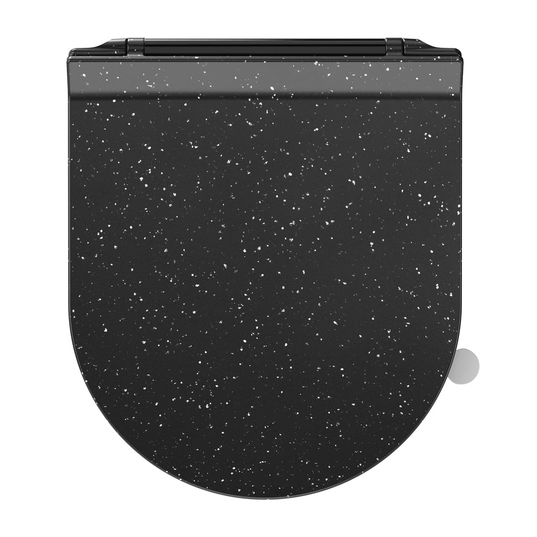 Toilettendeckel mit Absenkautomatik D Form, Slim WC Sitz [KURZ], Klodeckel Duroplast, Klobrille Soft