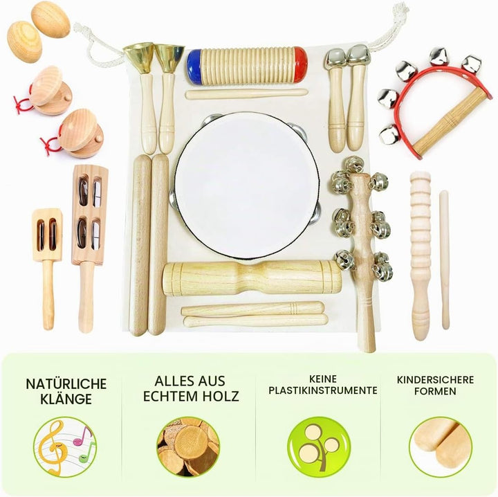 ULIFEME 23 Stück Musikinstrumente Set, Musical Instruments Holz Percussion Set für Kinder, Baby und