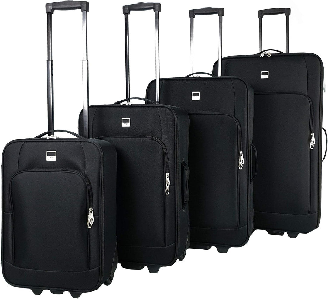 Stoffkoffer Trolley Reisekoffer Inline Rollen (Handgepäck-Mittel-Gross-Sehr Gross) (Schwarz, Sehr gr