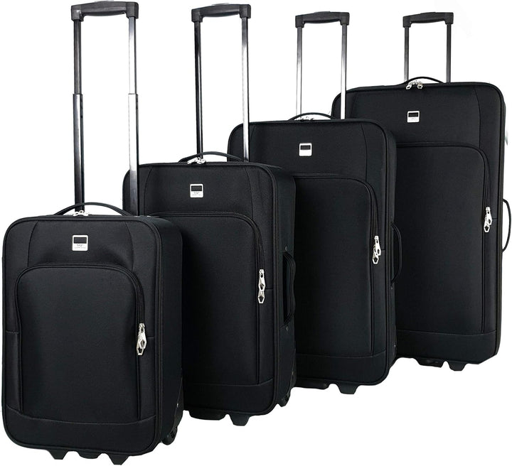 Stoffkoffer Trolley Reisekoffer Inline Rollen (Handgepäck-Mittel-Gross-Sehr Gross) (Schwarz, Sehr gr
