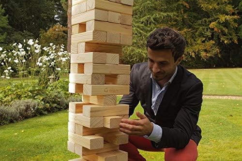 Ubergames Wackelturm XL Spiel Aus ECO Holz - 15kg - Top Qualität Stapelturm (Pinienholz bis 150 cm)