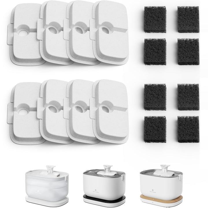 PETLIBRO Cat Fountain Filter Pack of 8 for Dockstream Drinking Fountain for Cats Weiss 8 Filters, We