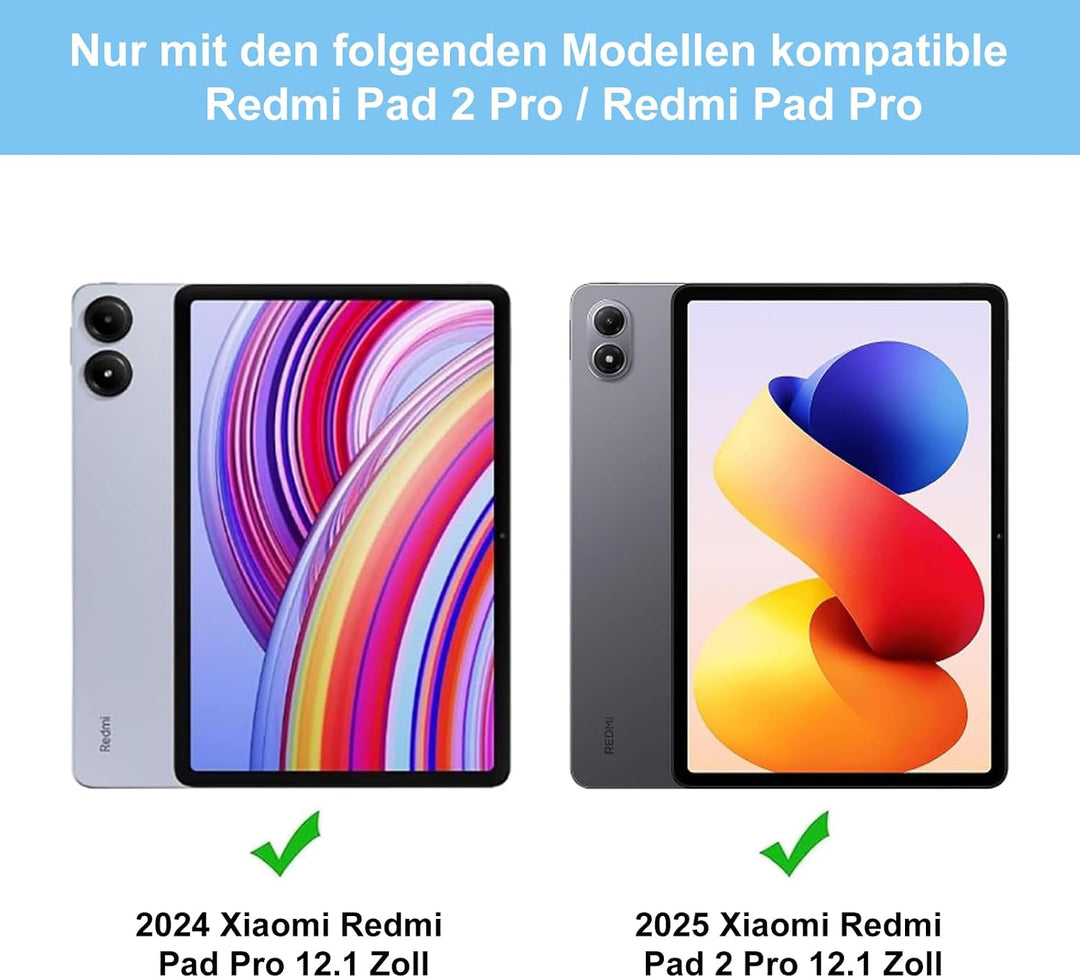 WINCHKING Hülle Mit Tastatur Für Xiaomi Redmi Pad 2 Pro 12.1 Zoll/Redmi Pad Pro 12.1” 2024, Magnetis