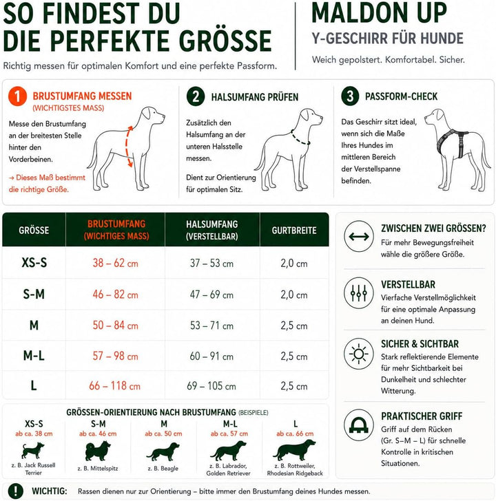 Hunter Hundegeschirr Maldon UP, Farbe: Oliv/grau, weich gepolstert &amp; komfortabel, stark reflektieren