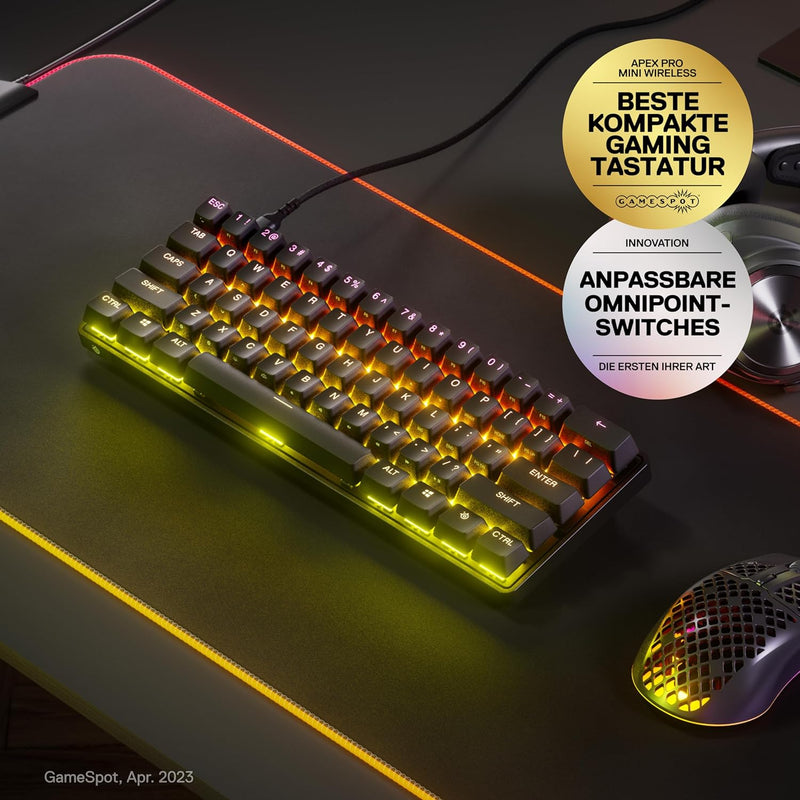 SteelSeries Apex Pro Mini HyperMagnetic Gaming- – Die weltweit schnellste – Anpassbares Ansprechverh