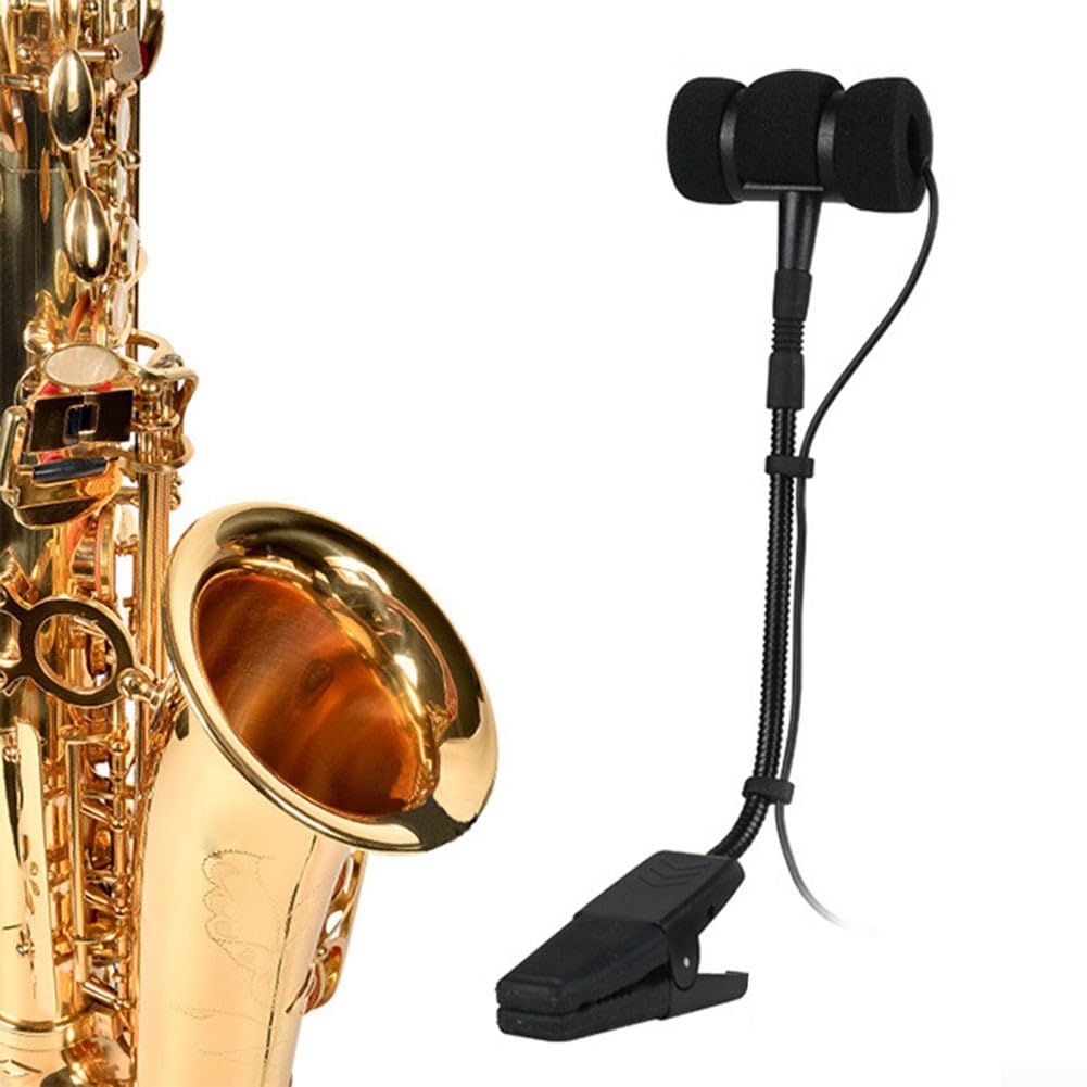 SPORTARC Sax Mikrofon, Tragbares 3 Pin 4 Pin Wired Sax Mikrofon Omnidirektional, Clip On Mikrofon fü