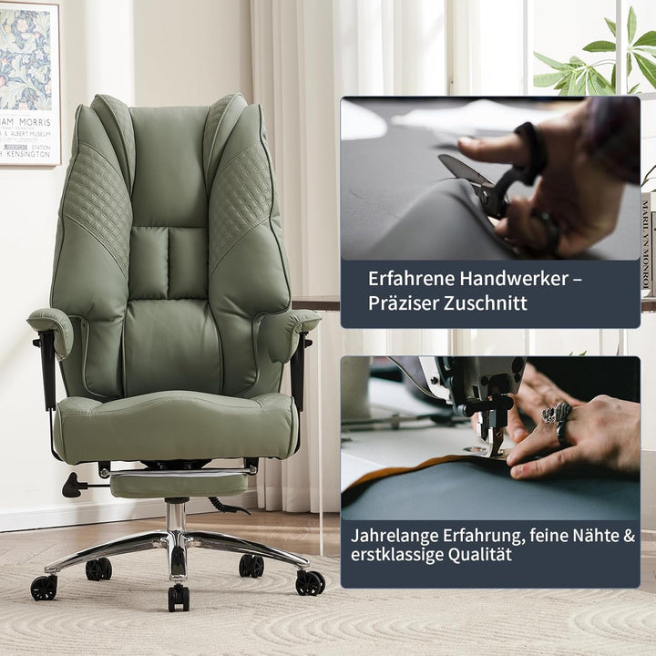 Chefsessel Ergonomisch 200kg - Schwerlast Bürostuhl, Taschenfederkern zur Rückenentlastung, Schreibt