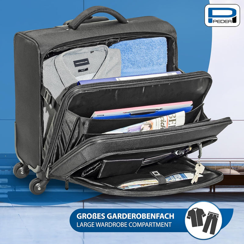 PEDEA Business Trolley "Premium Plus" Laptop-Rollkoffer bis 17,3 Zoll (43,9 cm) mit Übernachtungsfac