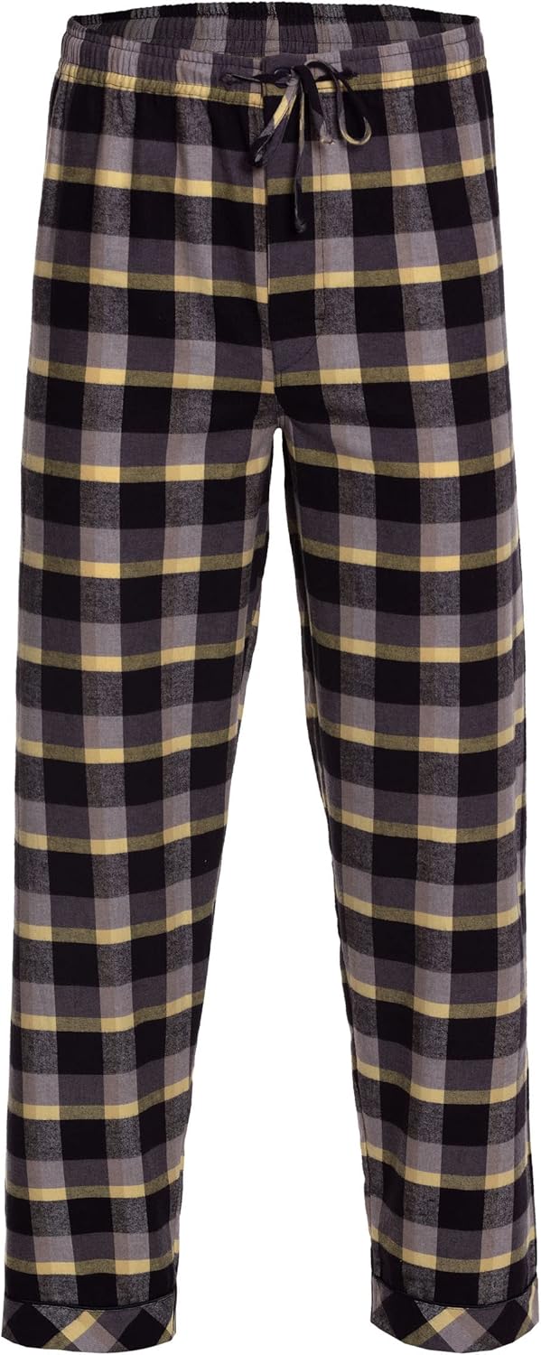 Revise RE-911 Schlafanzug für Herren - Lang - Flannel 100% Baumwolle - Pyjama - XXL Grau /Gelb 1051,