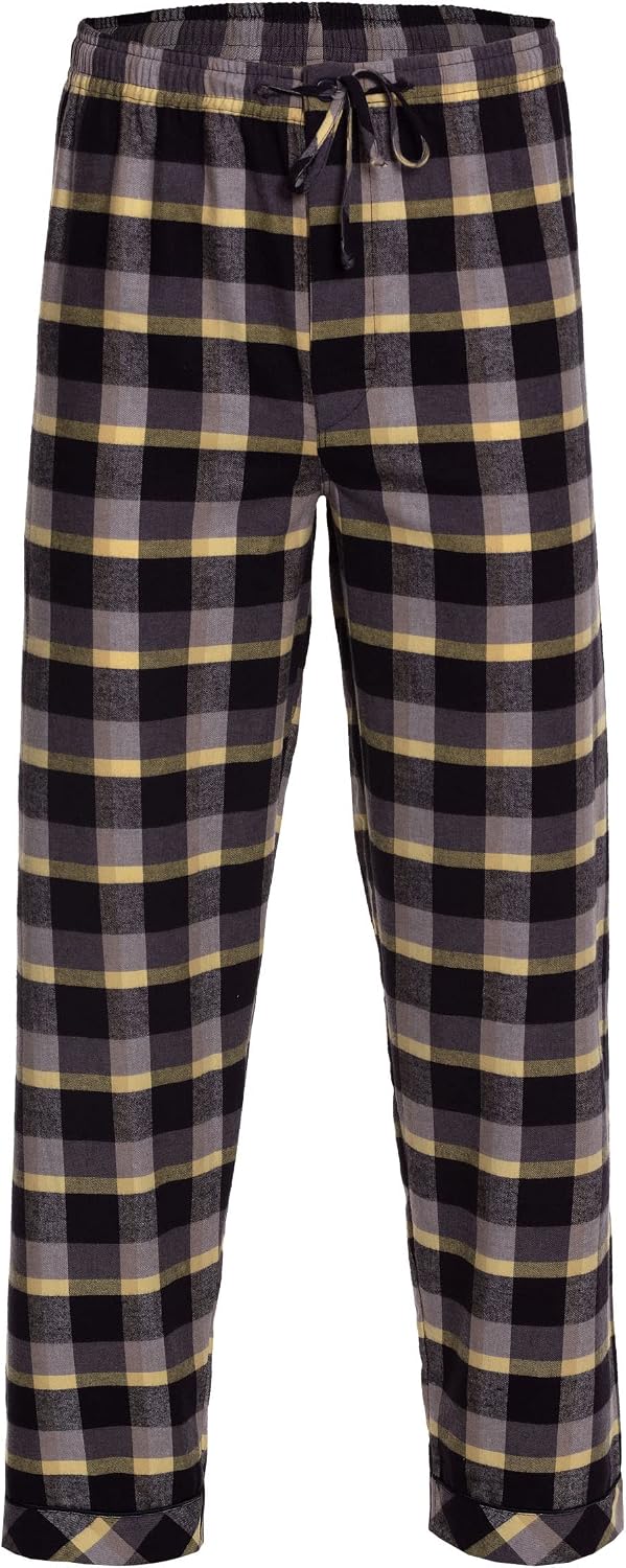 Revise RE-911 Schlafanzug für Herren - Lang - Flannel 100% Baumwolle - Pyjama - S Grau /Gelb 1051, S