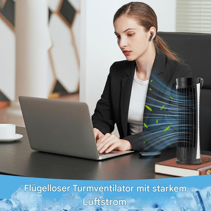 Turmventilator - USB-Lade-Ventilator - Lamellenloser Leiser Turmventilator mit LED-Licht für Schlafz