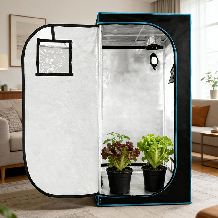 Growzelt 75x75x180 cm, Reflective Inner Film, 1680D Opaque Oxford Fabric with Viewing Window and Bot