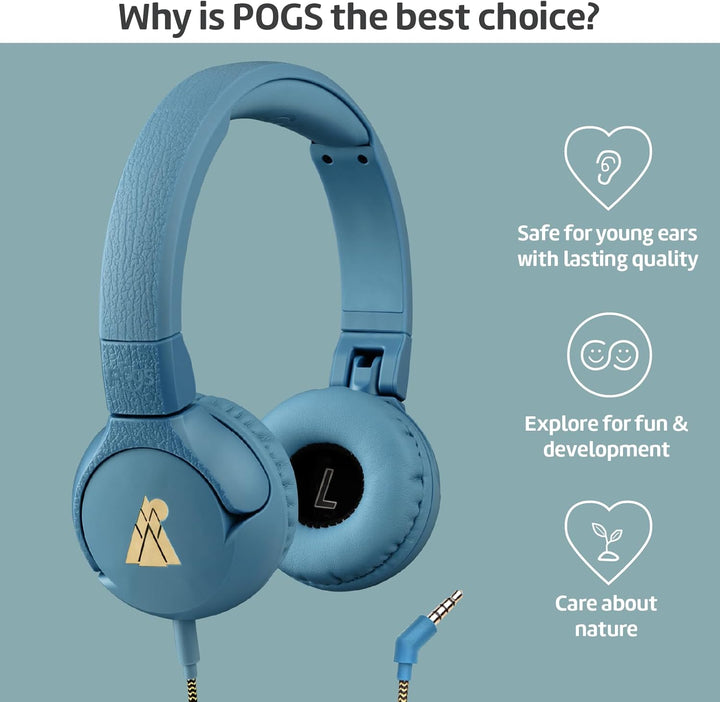 POGS-Kinderkopfhörer mit Kabel | The Elephant 2 | Faltbarer robuster Kinderkopfhörer ab 3 Jahren | L