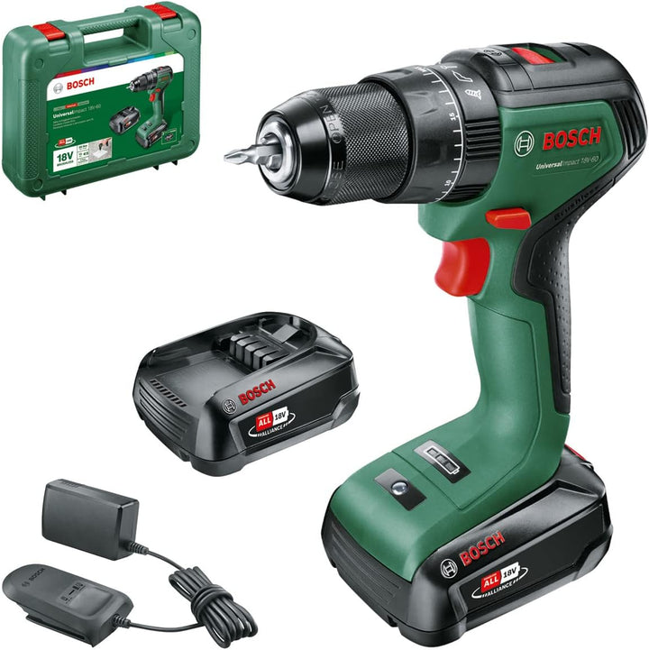 Bosch Home and Garden Akku Schlagbohrschrauber UniversalImpact 18V-60 (2 Akku, 18 Volt System, im Ko