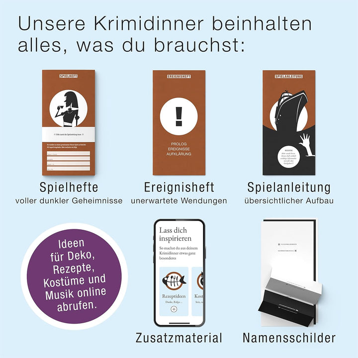 Culinario Mortale® Krimidinner für zuhause 5 bis 7 Personen - Mord über Bord - unterhaltsames Krimi