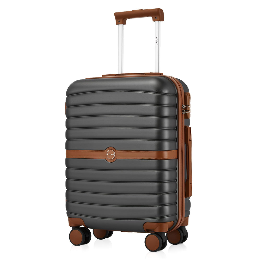 KONO Koffer Reisekoffer Trolley Handgepäck Koffer 55x40x20cm von ABS+PC Hartschalenkoffer mit Zwilli