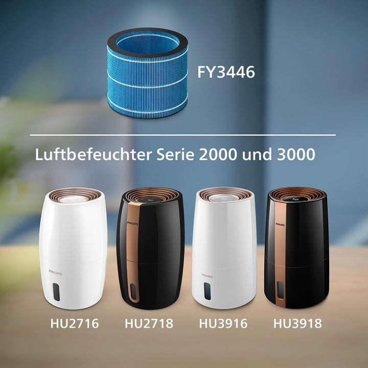 Philips Original Ersatzfilter FY3446/30 für Luftbefeuchter HU3916 und HU3918, 3-schichtiger Filter,