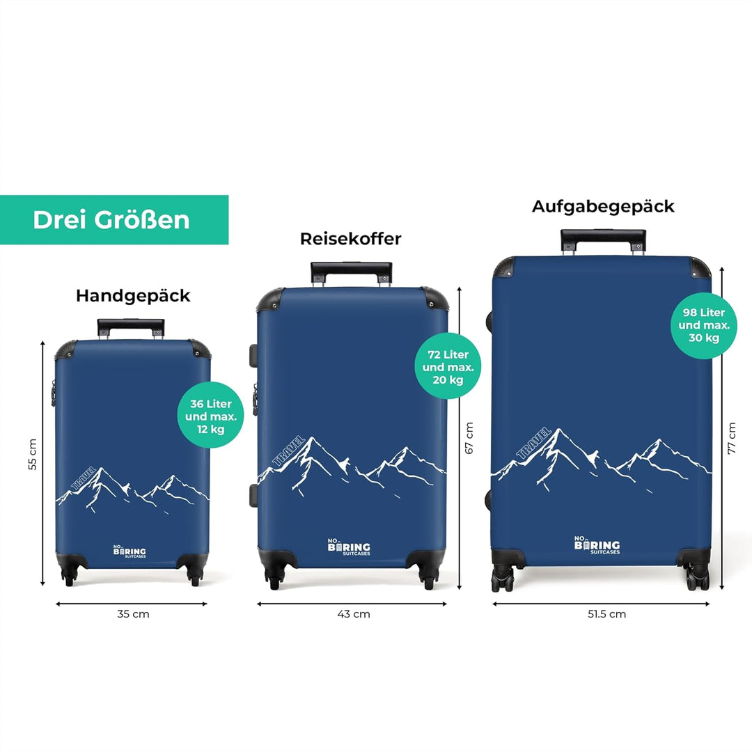 NoBoringSuitcases.com® Koffer XL Gross 77x51.5x28 cm Hartschale Reisekoffer 4 Rollen Leicht Koffer T