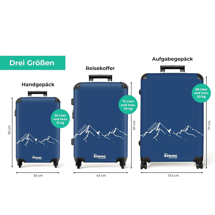 NoBoringSuitcases.com® Koffer XL Gross 77x51.5x28 cm Hartschale Reisekoffer 4 Rollen Leicht Koffer T