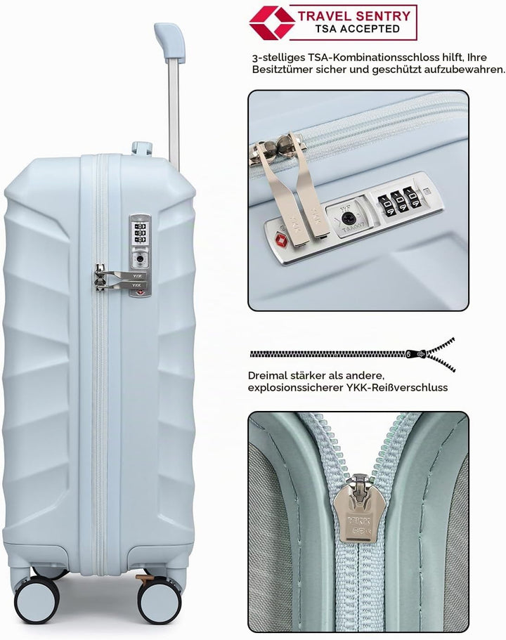 Sea choice Koffer Handgepäck 55cm Hartschalenkoffer 100% ABS Reisekoffer 1 Reisetasche und mit Kultu