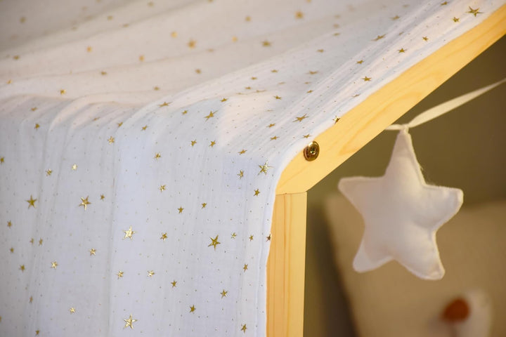 YellowNest Hausbett Himmel - 100% Baumwolle - Betthimmel Hausbett aus Musselin für Bett 90x190 & 140