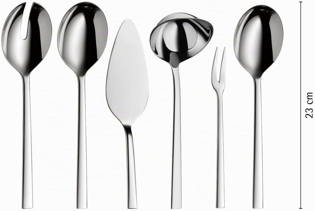 WMF Sonic Besteck Set 12 Personen, 66 teilig, 60 Teile mit Servierbesteck, Hohlheftmesser, Cromargan