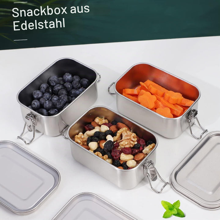 nicelock Kleines Frischhaltedosen Vorratsdosen mit Deckel, Set 2 x 400 ml, edelstahl brotdose behält