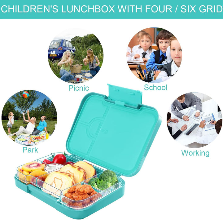 Lunchbox Kinder Bento Box, Brotdose mit Fächern, Robust und Auslaufsicher Brotzeitbox für Kinder Erw