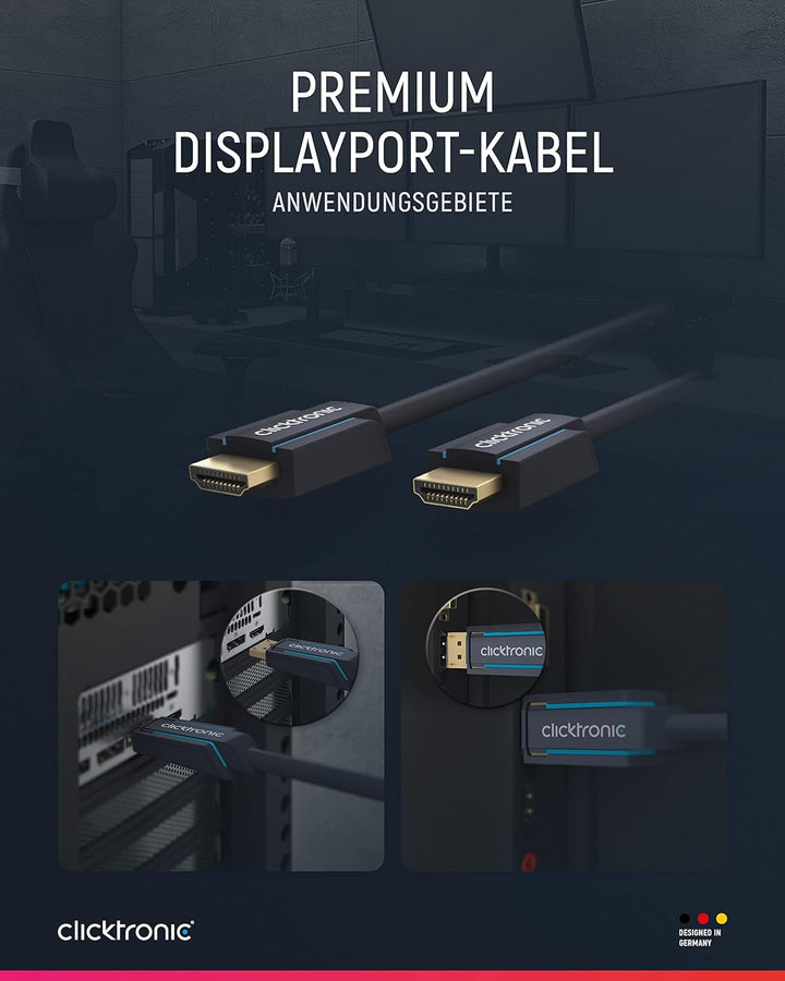 Clicktronic Casual DisplayPort-Kabel Audio / Video Verbindung für HD- und 3D-Inhalte, 20m, 20m