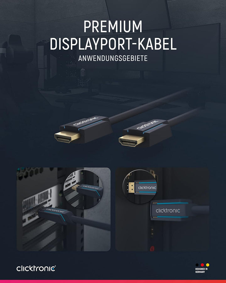 Clicktronic Casual DisplayPort-Kabel Audio / Video Verbindung für HD- und 3D-Inhalte, 10m, 10m