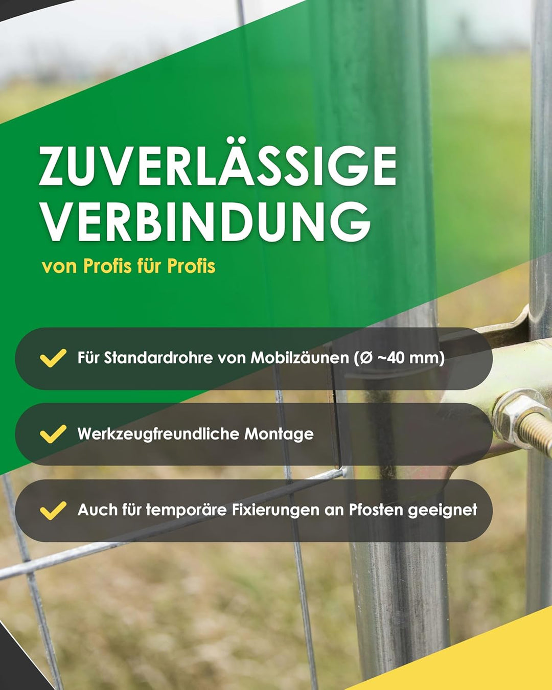 Zaundirekt 10 Stück Bauzaun Verbindungsschelle I 42 x 42mm I Mobilzaun I Verbinder I Schelle I Bauza
