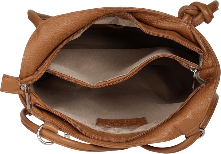 Cluty Shopper Rucksack Kombination Echt Leder Damen - 016715 Cognac, Cognac