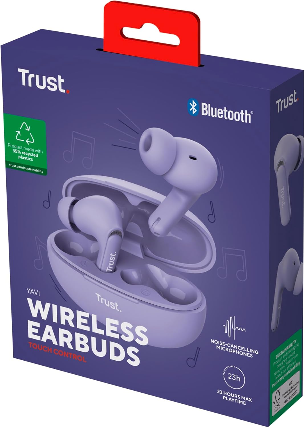 Trust Yavi In Ear Bluetooth Kopfhörer mit 2 ENC Noise Cancelling Mikrofone, 23H Spielzeit, 35% Recyc