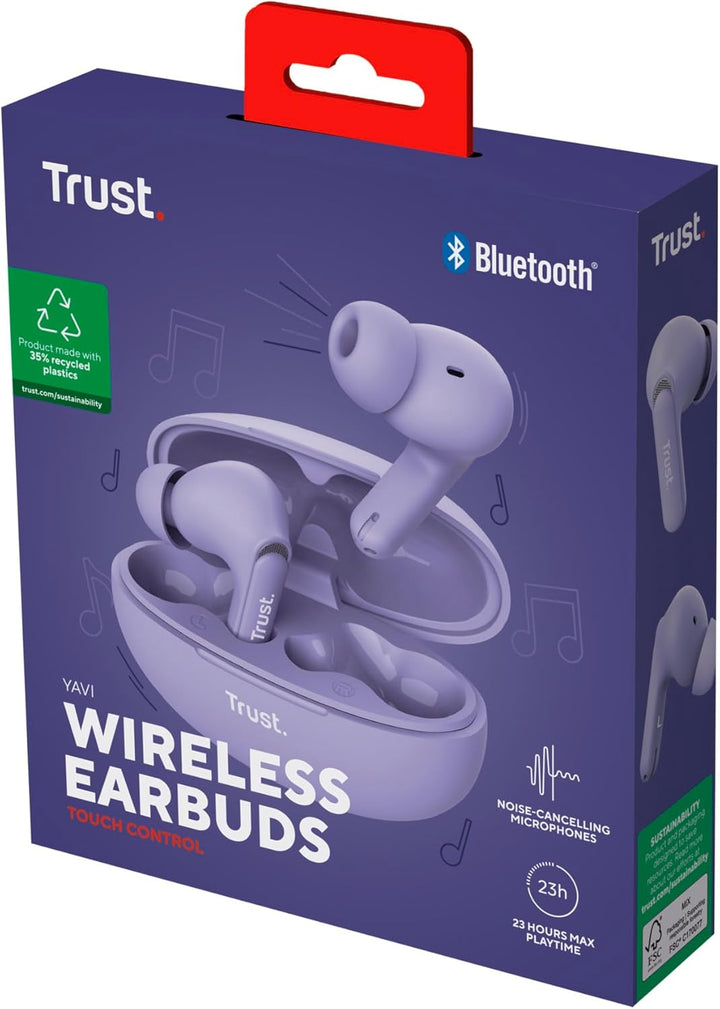 Trust Yavi In Ear Bluetooth Kopfhörer mit 2 ENC Noise Cancelling Mikrofone, 23H Spielzeit, 35% Recyc