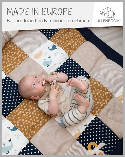 ULLENBOOM ® Baby Krabbeldecke 120x120 cm gepolstert Wale (Made in EU) - Krabbeldecke für Baby mit 10