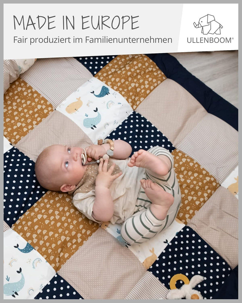 ULLENBOOM ® Baby Krabbeldecke 120x120 cm gepolstert Wale (Made in EU) - Krabbeldecke für Baby mit 10