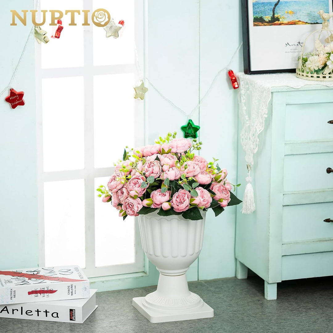 NUPTIO 2 Stück Blumenspindel, Dekorative Urne aus Kunststoff mit Einer Höhe von 35.5cm, Hoher Kunsts