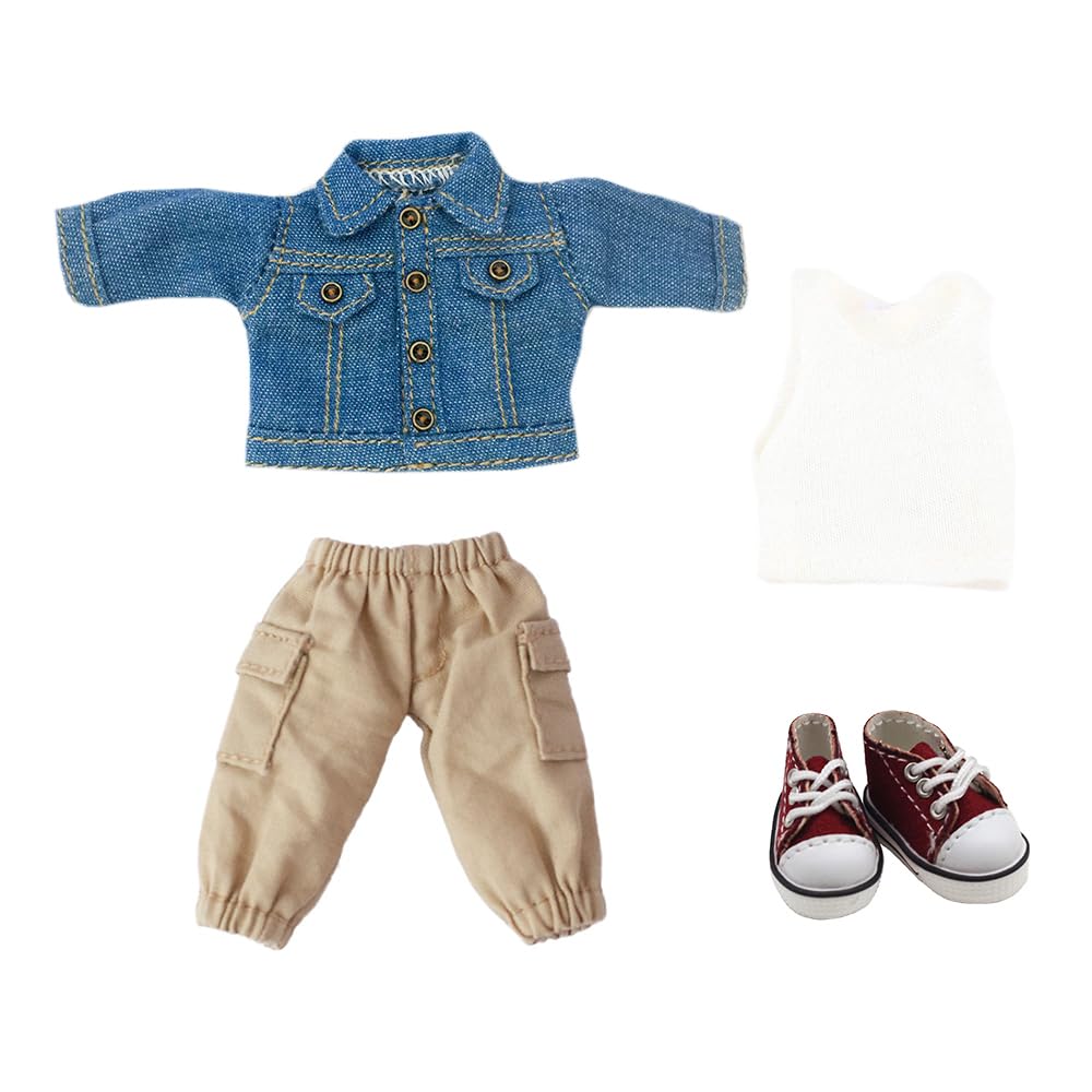 niannyyhouse OB11 1/12 BJD Puppenkleidung Mantel Tasche Hose Weste Schuhe Denim Outfit 10,9 cm Actio