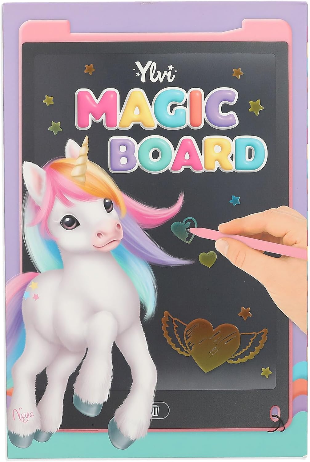 Depesche 13183 Ylvi Magic Board - Rosa Schreib- und Maltafel mit befestigtem Stift, elektronische Ta