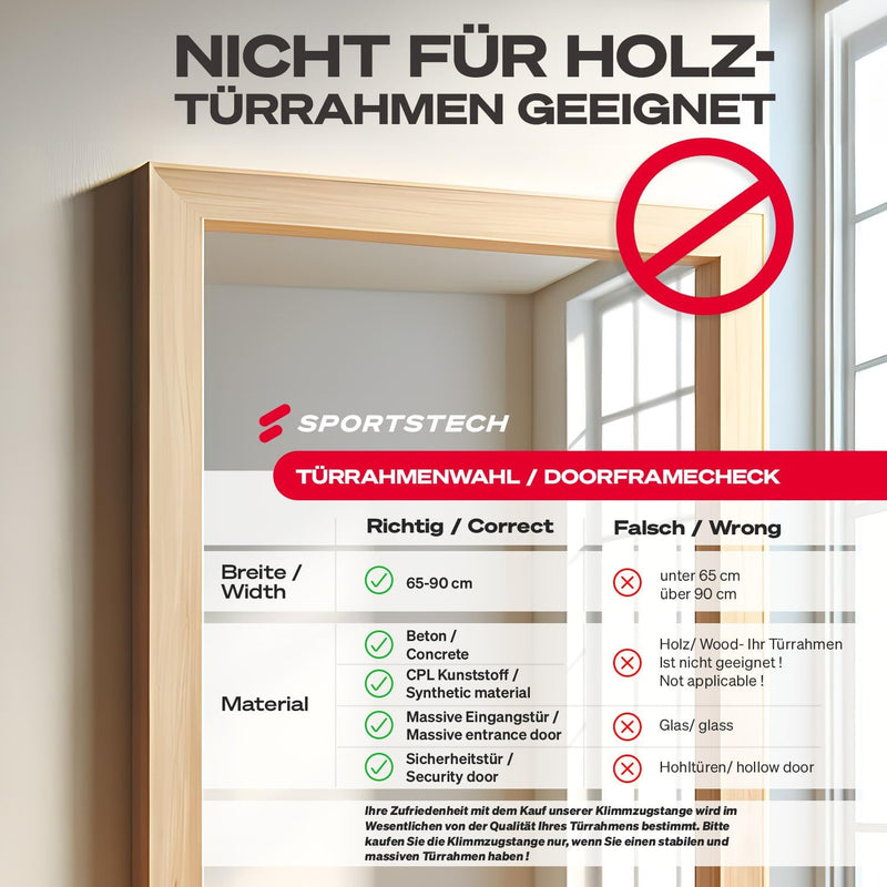 Sportstech Klimmzugstange mit innovativer Gear-Lock Funktion | sicher & schnell ohne Schrauben im Tü