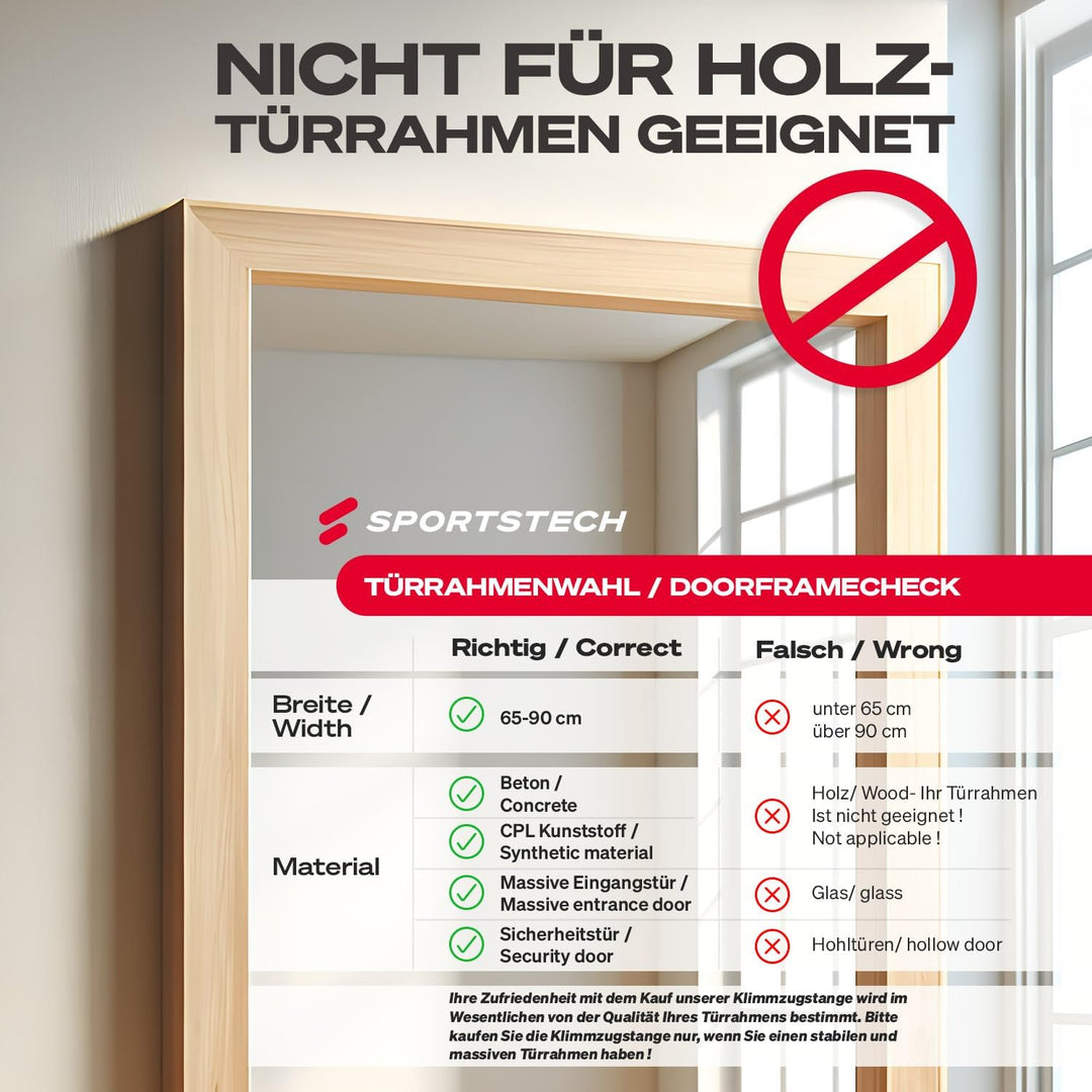 Sportstech Klimmzugstange mit innovativer Gear-Lock Funktion | sicher & schnell ohne Schrauben im Tü