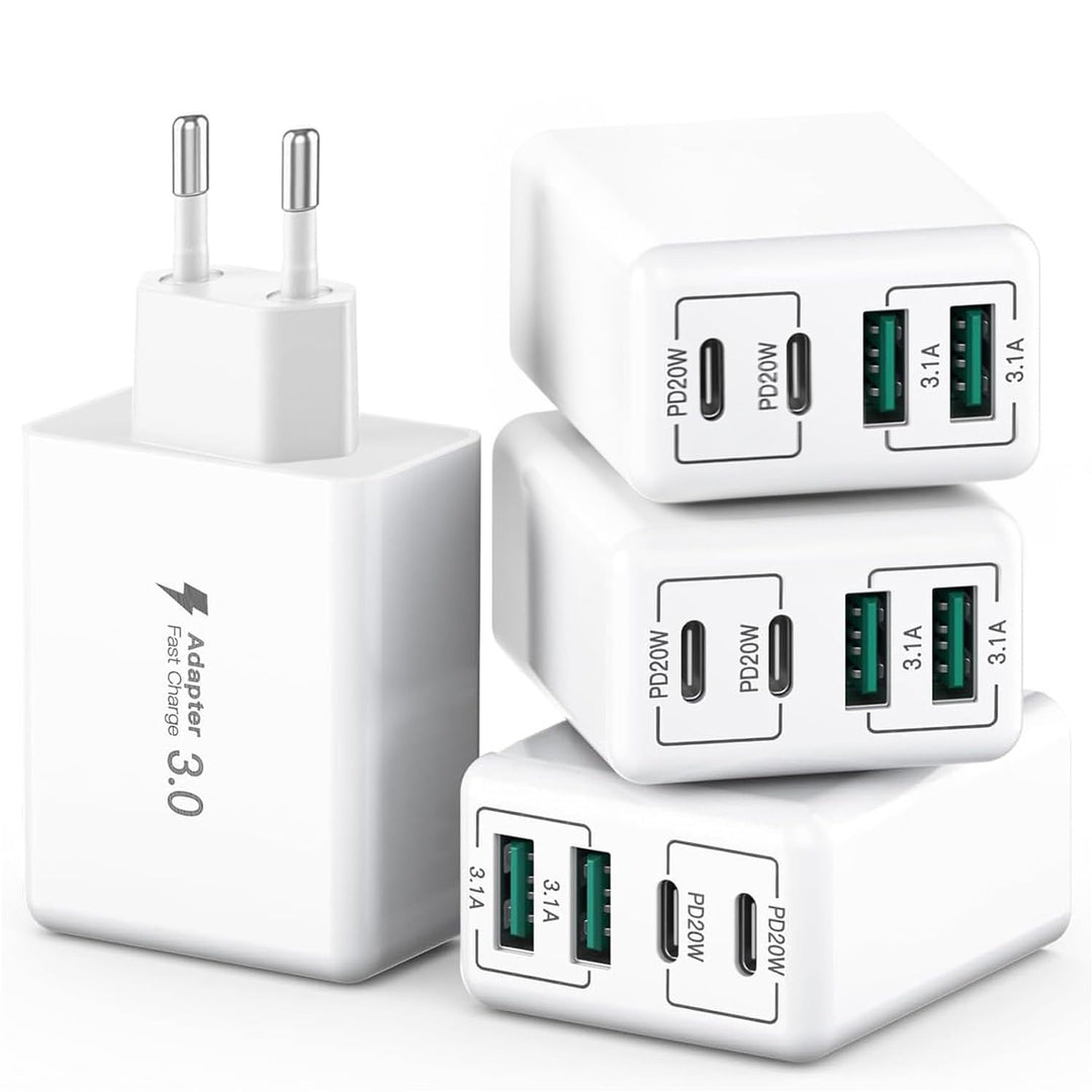 4er-Pack USB C Ladegerät 40W Mehrfach, Schnellladegerät PD3.0 Stecker Typ C, USB C Handy Netzteil Wa