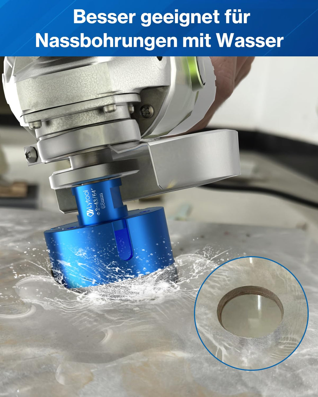 Diamant Fliesenbohrer 68 mm M14 Diamantbohrer Lochsäge für Fliesen Porzellan Keramik Marmor Granit B