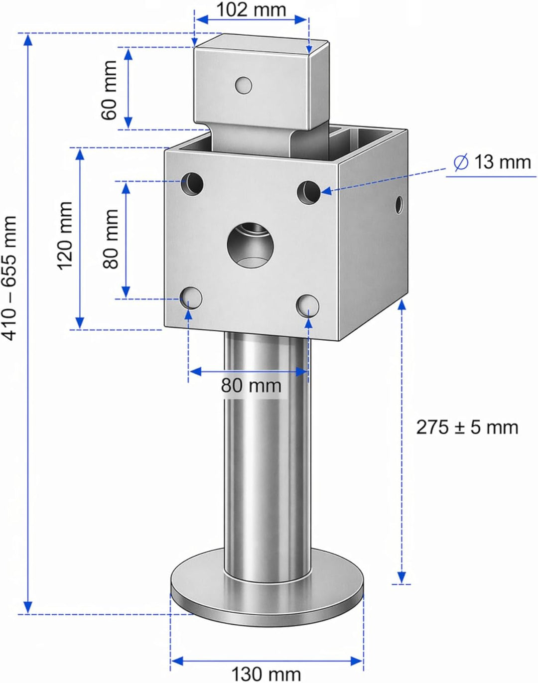 Preiswert & Gut 2X Anhänger Stützen Höhenverstellbar 410–655mm - Anhängerstütze Stahlrohr 60x60mm, k