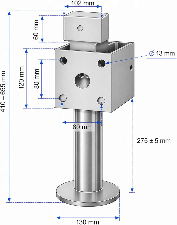 Preiswert & Gut 2X Anhänger Stützen Höhenverstellbar 410–655mm - Anhängerstütze Stahlrohr 60x60mm, k