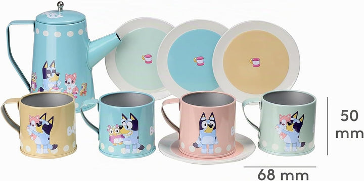 Bluey Spielzeug-Geschirr für Kinder – Kindergeschirr in farbenfrohem Design, lustiges Teeservice-Set
