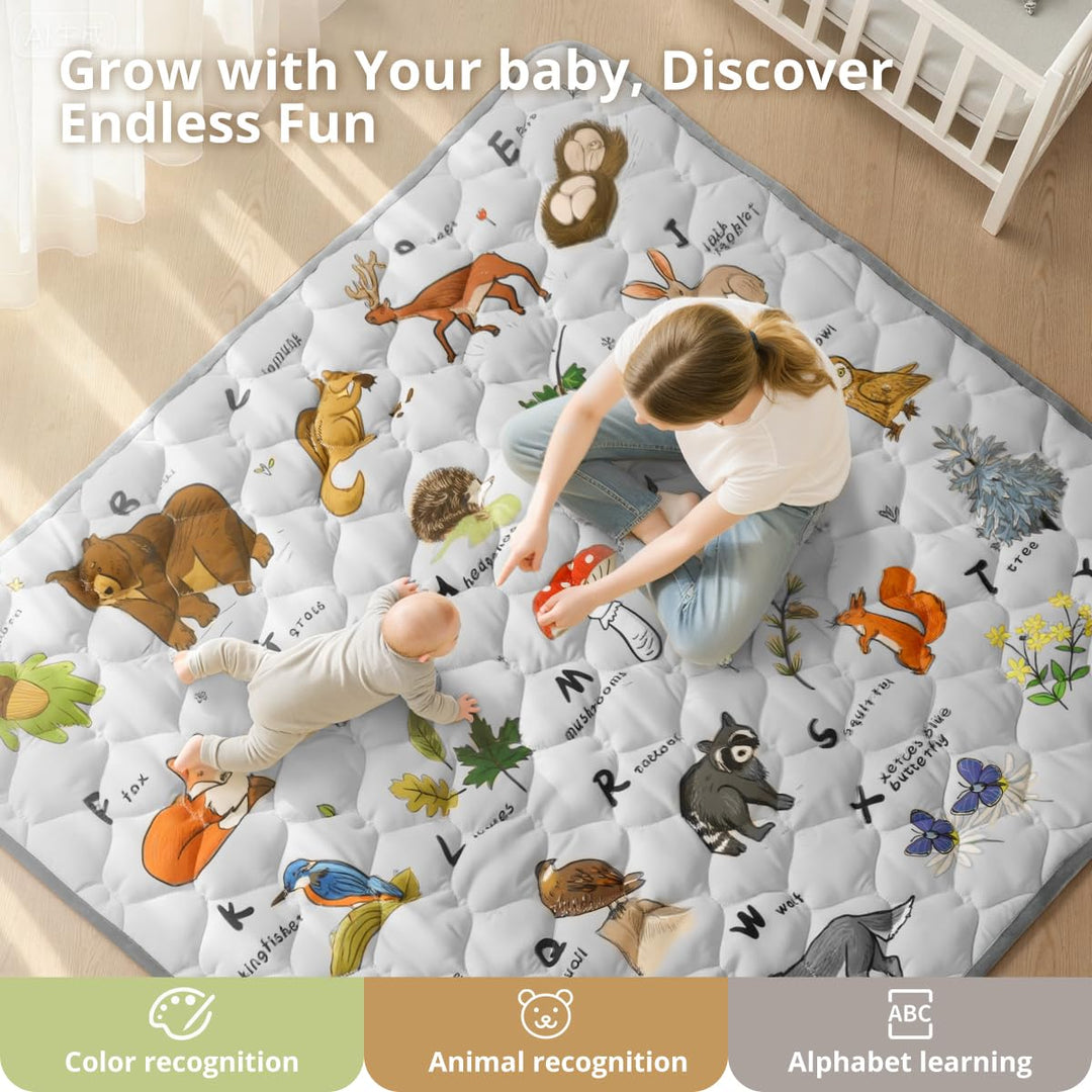 COMOMY Krabbelmatte Baby 127x127 cm, Extra Dicke und Weiche Spielmatte Faltbar, Rutschfeste Schadsto