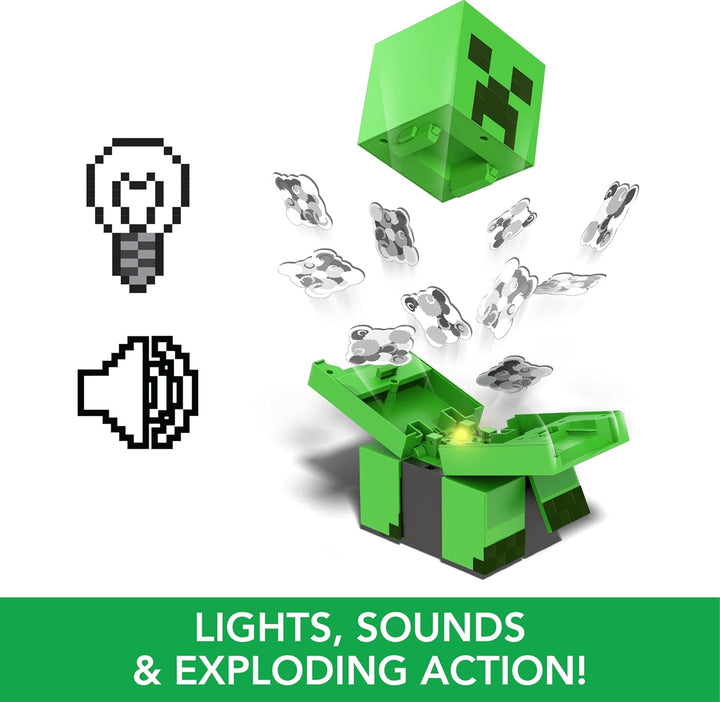 Mattel Minecraft explodierender ferngesteuerter Creeper mit Lichtern und Geräuschen, 10 Explosionspa