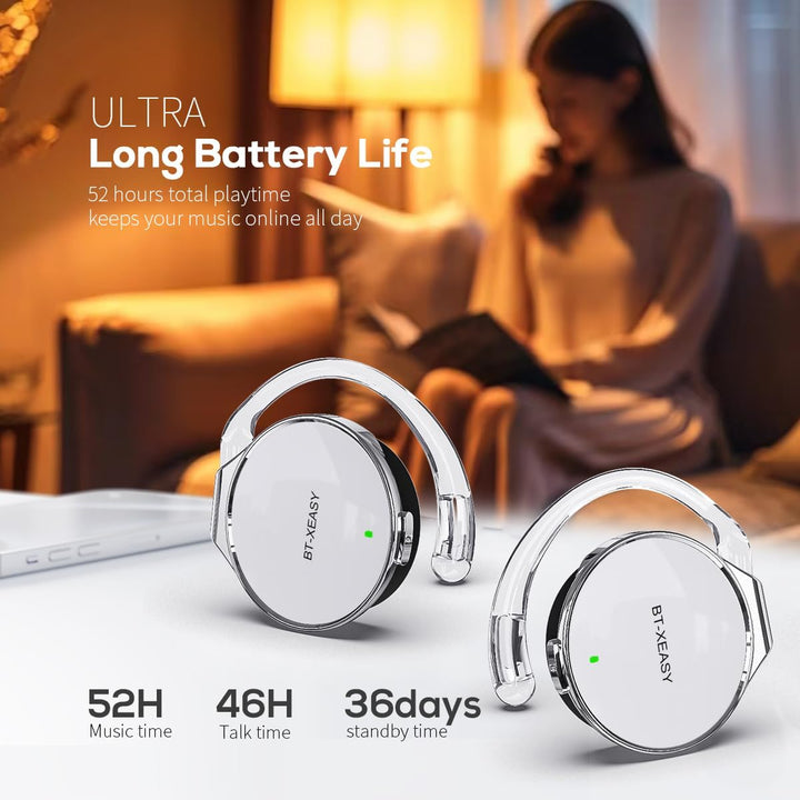 Open Ear Kopfhörer mit Mikrofon Bluetooth 5.4-52 Std Spielzeit, Kabelloses Over Ear Kopfhörer für Sp